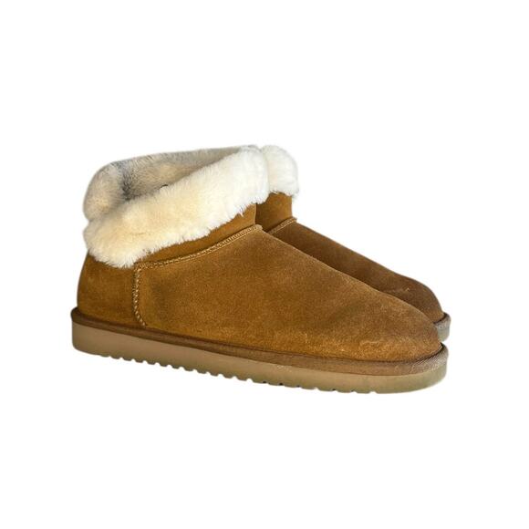 Womens Koolaburra by UGG Suede Faux Fur Mini Boots Chestnut Brown Size 10 - Picture 3 of 5